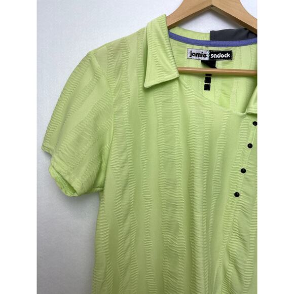 Jamie Sadock Vintage Womens Golf Polo Lime Green Gray Medium - Picture 4 of 10